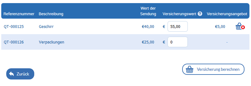 Add insurance values